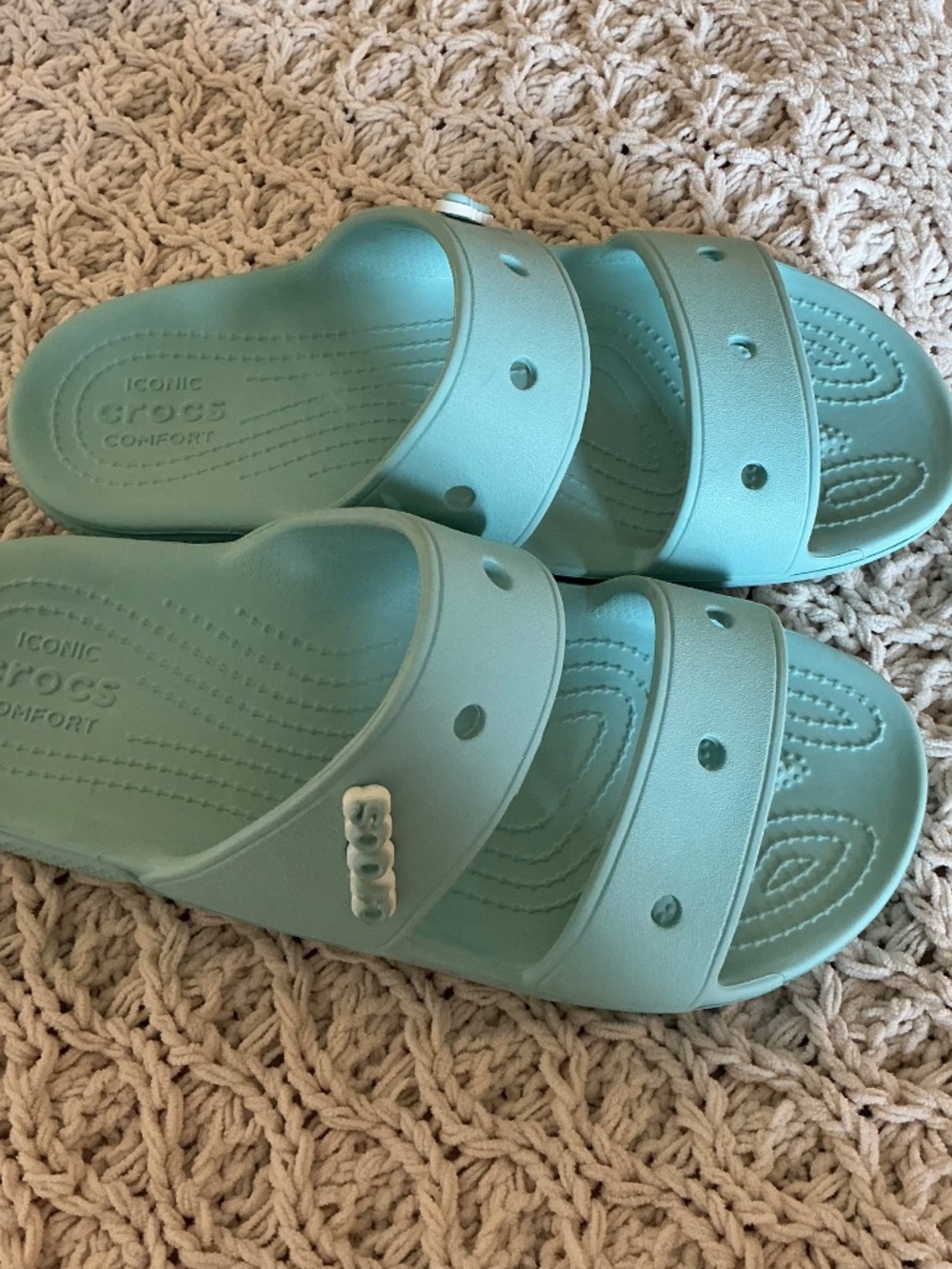 New Crocs 2 Strap Slides women 10 Blue - Picture 2 of 6